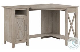 Key West Washed Gray Small Corner Desk With Storage Cabinet