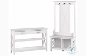 Key West Pure White Oak Entryway Storage Set with Hall Tree Shoe Bench and Console Table