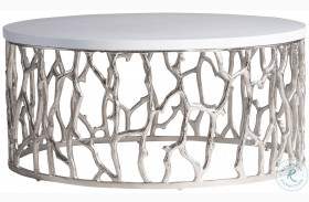 Milos Bone And Shiny Nickel Outdoor Cocktail Table