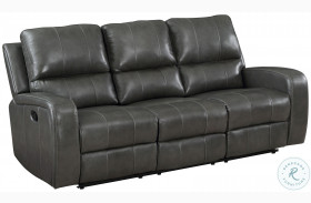 Linton Gray Leather Power Reclining Sofa With Power Footrest