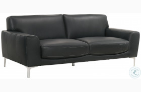 Carrara Black Leather Sofa