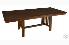 Laurelhurst 92" Mission Oak Extendable Rectangular Trestle Dining Table