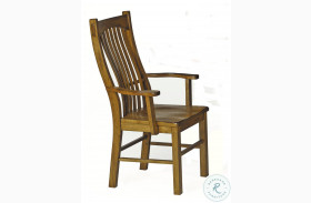 Laurelhurst Rustic Oak Slatback Arm Chair Set of 2