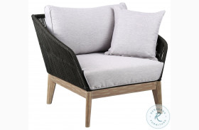 Athos Light Eucalyptus Wood With Latte Rope And Grey Cushion Outdoor Club Chair