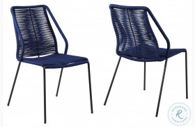 Clip Blue Rope Stackable Steel Outdoor Dining Chair Set of 2