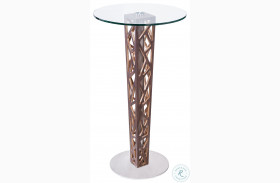 Crystal Walnut And Brushed Stainless Steel Bar Table