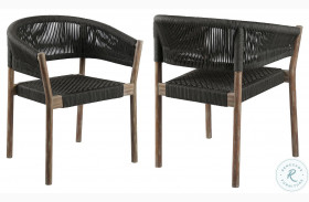 Doris Light Eucalyptus Wood And Charcoal Rope Outdoor Dining Chair Set of 2