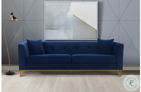 Everest Blue Fabric 90" Sofa