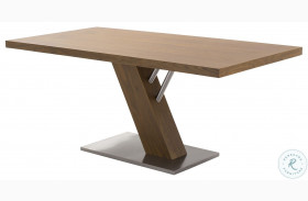 Fusion Walnut Wood And Stainless Steel Contemporary Dining Table