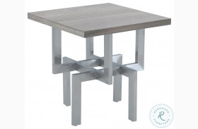 Illusion Gray And Brushed Stainless Steel End Table