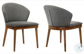 Juno Charcoal Fabric And Walnut Wood Side Chair Set of 2