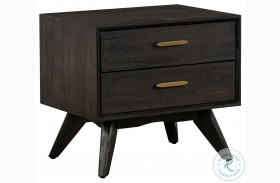 Baly Brushed Brown Mid Century 2 Drawer Nightstand