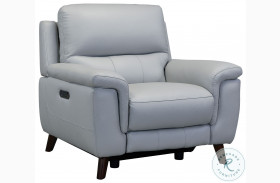 Lizette Dove Gray Genuine Leather Contemporary Power Recliner Chair