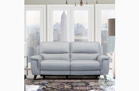 Lizette Dove Gray Genuine Leather Contemporary Power Reclining Sofa