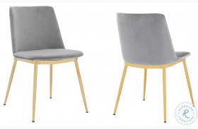 Messina Gray Velvet Modern Dining Chair Set of 2