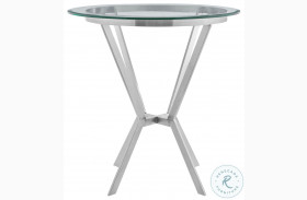 Naomi Glass And Brushed Stainless Steel Round Bar Table