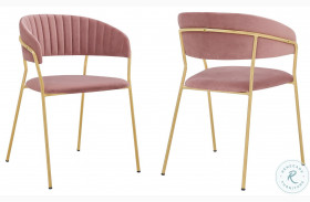 Nara Pink Velvet And Gold Metal Modern Dining Chair Set of 2