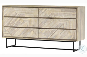 Peridot Natural Acacia Wood 6 Drawer Dresser