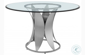 Petal Brushed Stainless Steel Pedestal Round Modern Dining Table