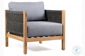 Sienna Grey Cushion And Teak Outdoor Lounge Chair