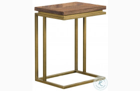 Faye Rustic Brown And Antique Brass C Shape End table