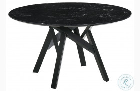 Venus Black Marble Mid Century Modern 54" Round Dining Table