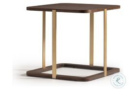 Amora Eggshell Walnut And Brushed Brass Side Table