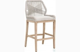 Loom Performance Pumice And Taupe White Flat Rope Bar Stool