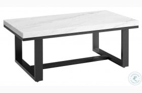 Lucca White Marble And Espresso Cocktail Table