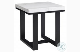 Lucca White Marble And Espresso End Table