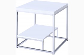 Lucia White And Chrome Silvershield 3D Laminate End Table