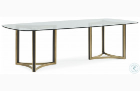 Modern Artisan Remix Cerused Oak And Bronze Gold Metal Double Pedestal Dining Table