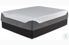 Chime Elite 14" White and Blue King Ultra Plush Mattress with Foundation