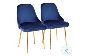 Marcel Gold Frame And Blue Velvet Fabric Dining Chair Set Of 2