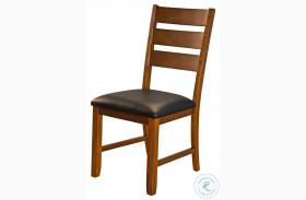 Mason Dark Brown Finish Ladderback Upholstered Side Chair Set of 2