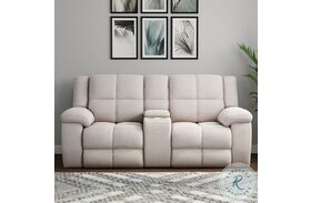 Buster Opal Taupe Reclining Console Loveseat