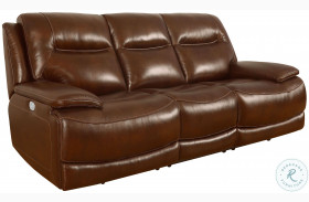 Colossus Napoli Brown Power Reclining Sofa with Power Headrest