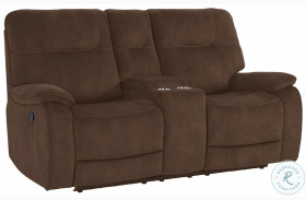 Cooper Shadow Brown Manual Reclining Console Loveseat