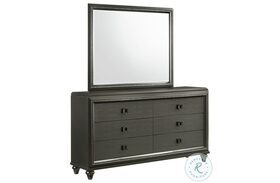 Faris Gray 6 Drawer Dresser With Mirror