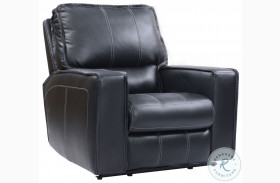 Rockford Verona Black Leather Power Recliner with Power Headrest and Footrest