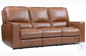 Rockford Verona Saddle Leather Power Reclining Sofa with Power Headrest and Footrest