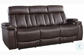 Royce Fantom Brown Power Reclining Sofa with Drop Down Console and Power Headrest