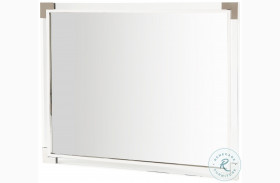 State St Glossy White Metal Wall Mirror
