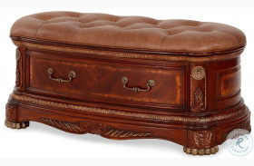 Cortina Honey Walnut Leather Bedside Bench