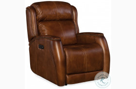 Emerson Earthy Brown Leather Power Recliner With Power Headrest