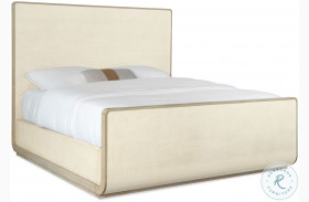Cascade Lacquered Burlap And Taupe Wood Sleigh Bed