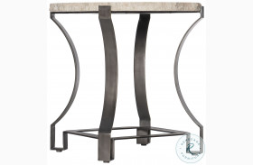 Sayers White Travertine And Bronze Side Table