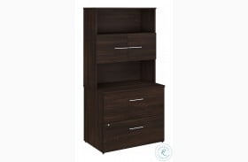 Office 500 Black Walnut 36" 2 Drawer Lateral File Cabinet With Hutch