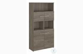 Office 500 Modern Hickory 5 Shelf Bookcase With Doors