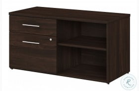 Office 500 Black Walnut Low Storage Cabinet With Drawers And Shelves